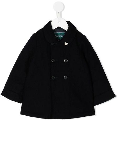  Familiar Double-breasted Wool Coat - Blue 