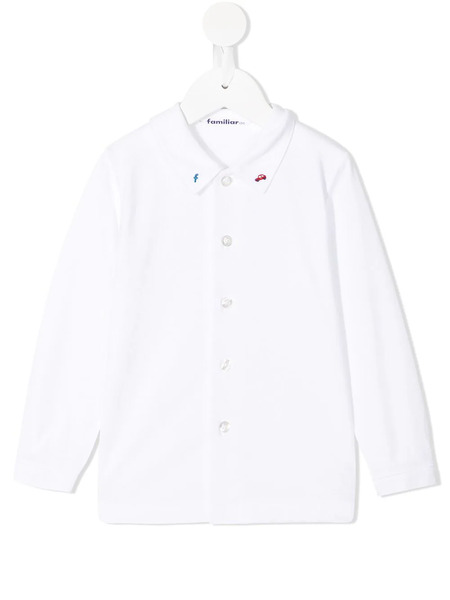  Familiar Embroidered-collar Shirt - White 