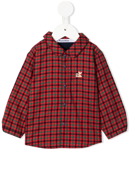  Familiar Gingham-check Panelled Shirt - Red 