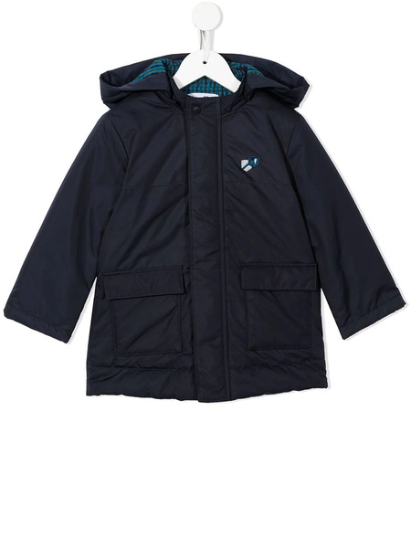  Familiar Hooded Long-sleeved Coat - Blue 