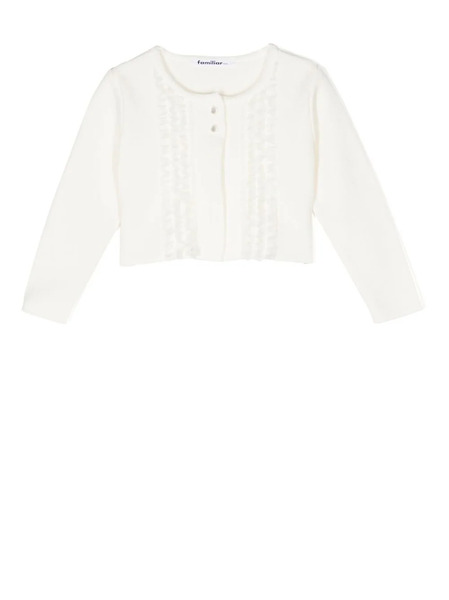  Familiar Ruffled Button-front Cardigan - White 