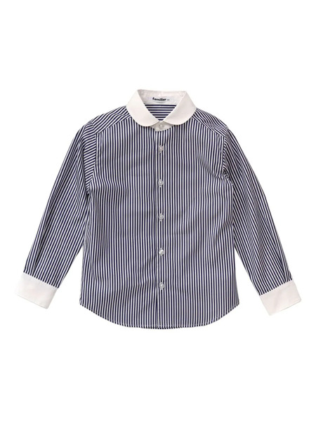  Familiar Stripe-pattern Cotton-blend Shirt - Blue 