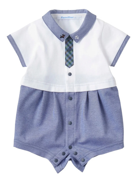  Familiar Tie-detail Romper - Blue 