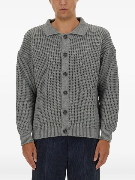  Family First Buttoned Waffle Cardigan - Grey 