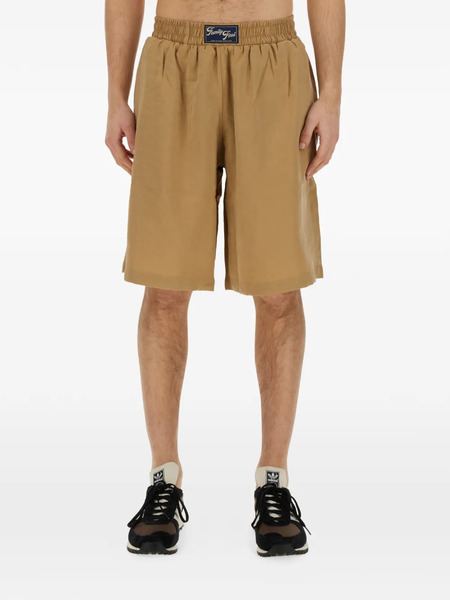  Family First Logo Elasticated Shorts - Brown 