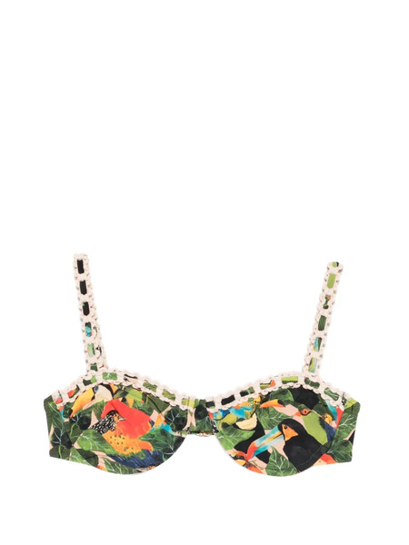  Farm Rio Bird-print Underwire Bikini Top - Green 