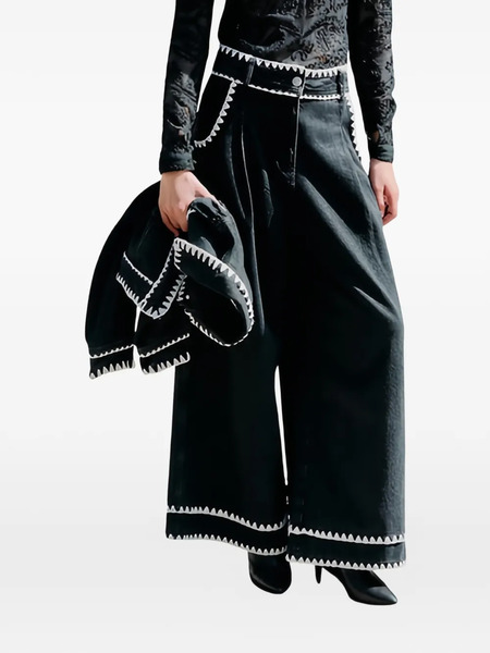  Farm Rio Crochet-embroidered Jeans - Black 