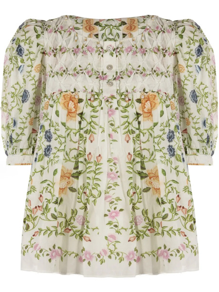  Farm Rio Floral Print Blouse - Neutrals 