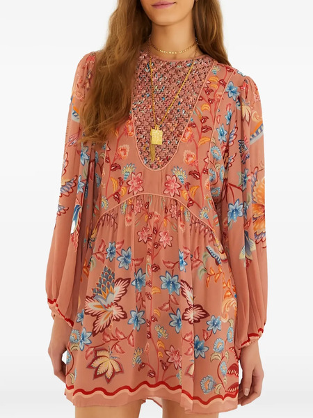  Farm Rio Floral-print Blouse - Orange 