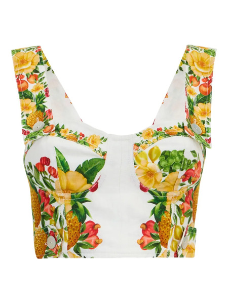  Farm Rio Floral-print Crop Top - White 