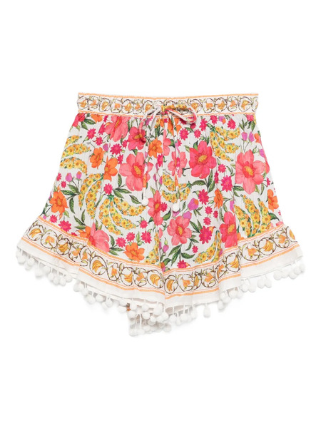  Farm Rio Floral-print Pom-pom Shorts - White 