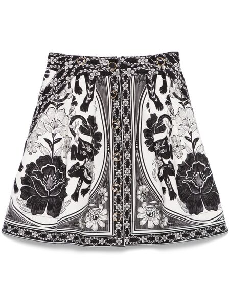 Farm Rio Flower Leopard Mini Skirt - White 