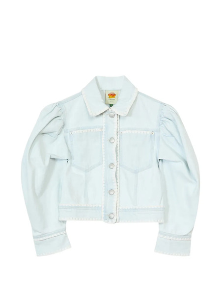 Farm Rio Puffed Sleeves Trim Jacket - Blue 