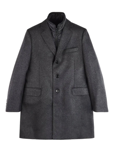  Fay Button Zip Wool Coat - Grey 