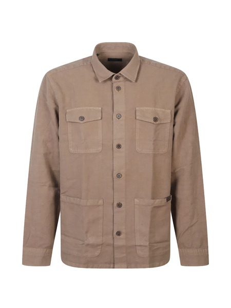  Fay Buttoned Chest-pocket Shirt - Neutrals 