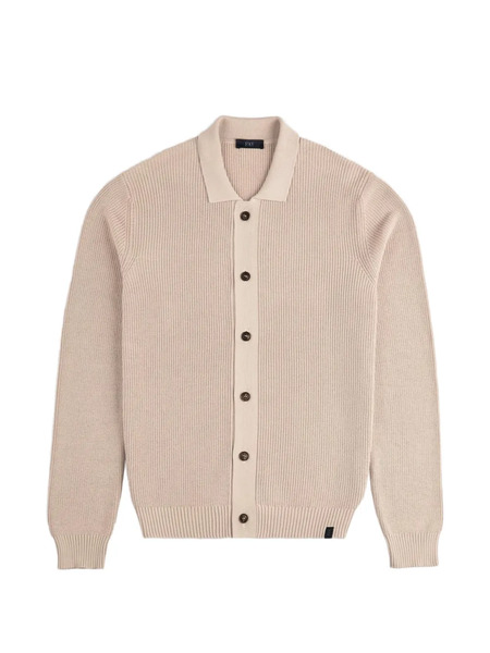  Fay Buttoned Ribbed Cardigan - Neutrals 