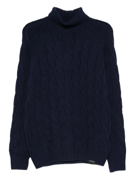  Fay Cable-knit Turtleneck Sweater - Blue 