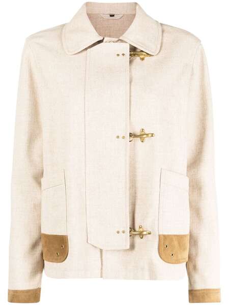  Fay Contrasting-trim Fitted Jacket - Neutrals 