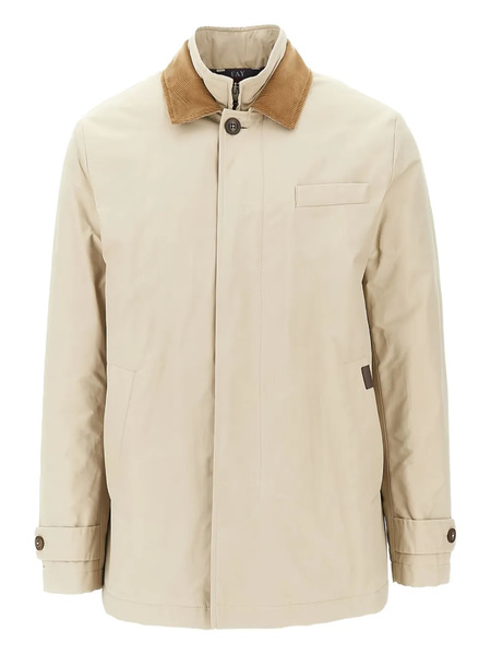  Fay Corduroy-collar Long-sleeve Jacket - Neutrals 