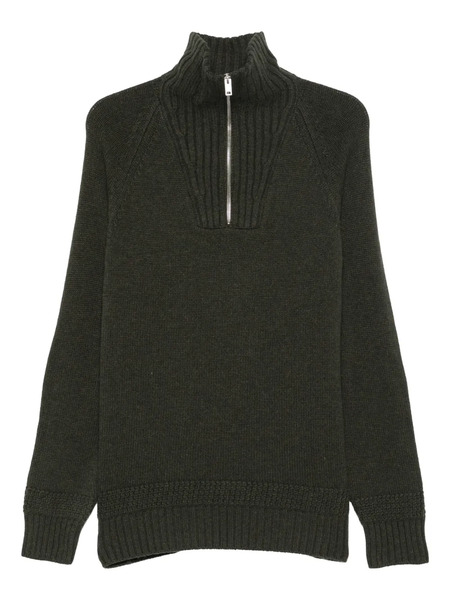  Fay Half-zip Elbow-patch Sweater - Green 