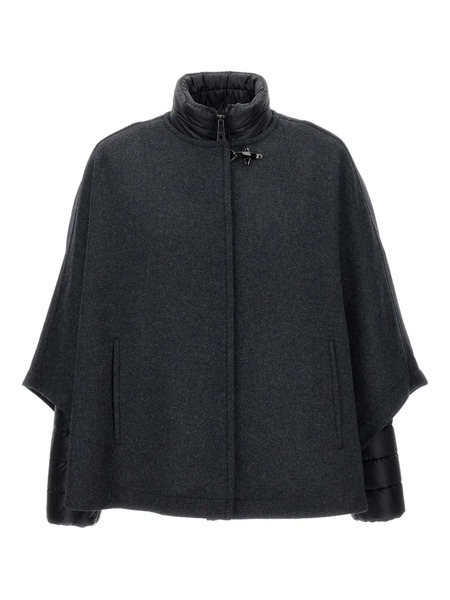  Fay Hook-fastening Wool Cape - Black 