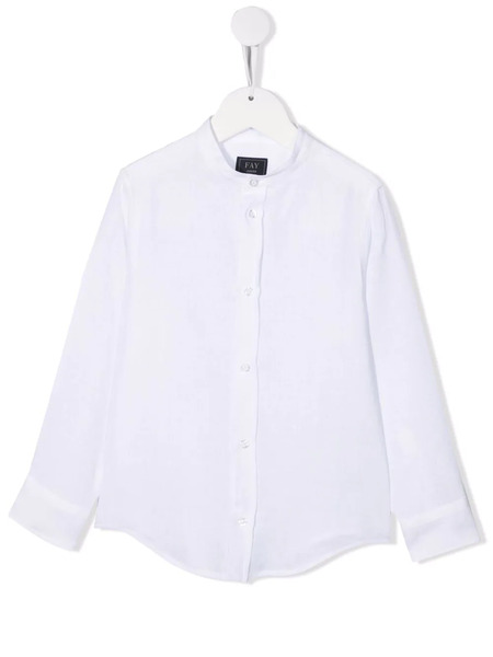  Fay Kids Collarless Buttoned Shirt - White 