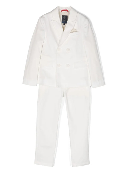 Fay Kids Double-breasted Cotton Suit - White 
