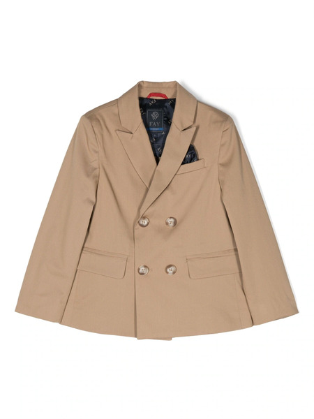  Fay Kids Double-breasted Long-sleeve Blazer - Neutrals 