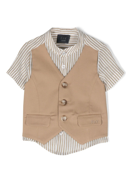  Fay Kids Layered-design Stripe-pattern Shirt - Neutrals 