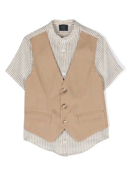  Fay Kids Layered-design Stripe-pattern Shirt - Neutrals 