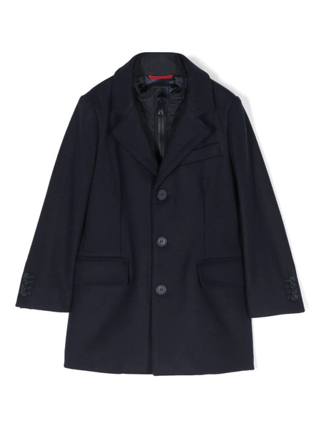  Fay Kids Layered Single-breasted Coat - Blue 