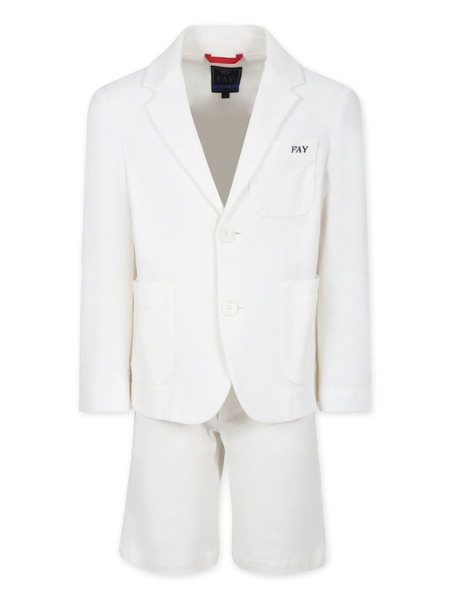  Fay Kids Logo-embroidered Suit - White 