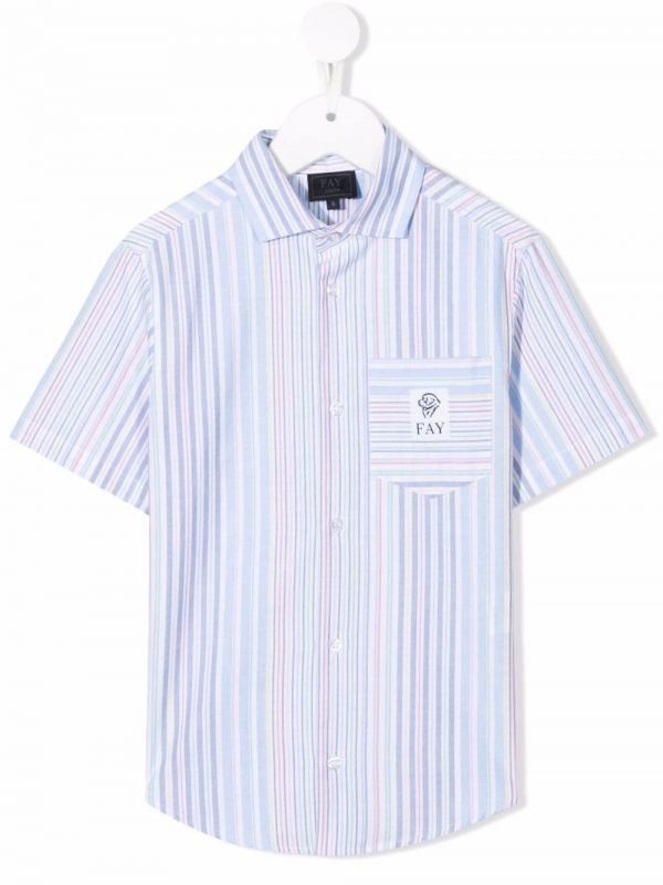  Fay Kids Rainbow-stripe Shirt - White 