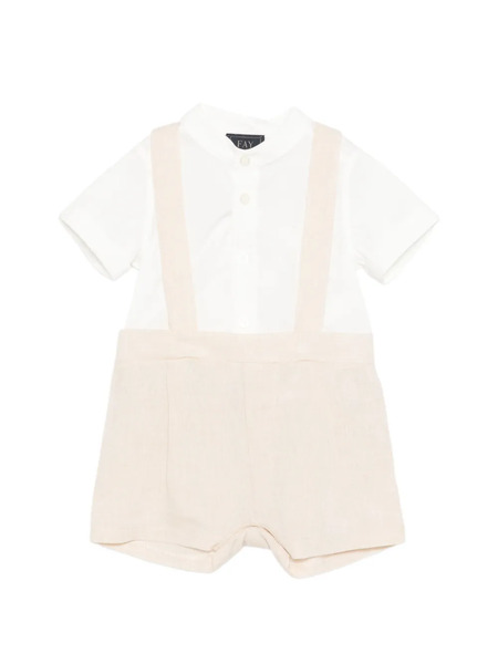  Fay Kids Round-collar Shorts Set - White 