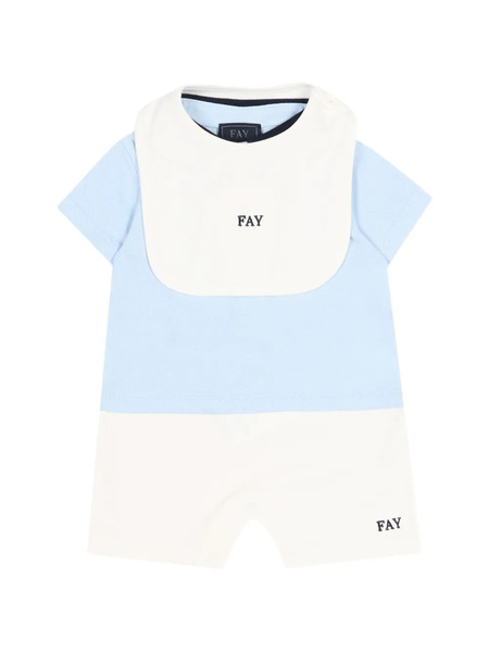  Fay Kids Striped Collar Romper - Blue 