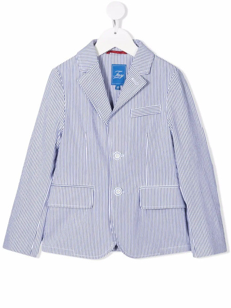  Fay Kids Striped Single Breasted Blazer - White 