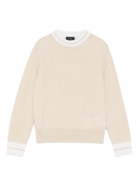  Fay Kids Striped-trim Jumper - Neutrals 