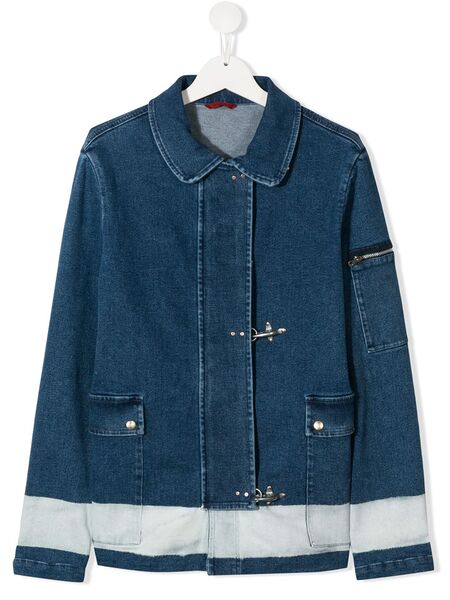  Fay Kids Teen Concealed Fastening Denim Jacket - Blue 