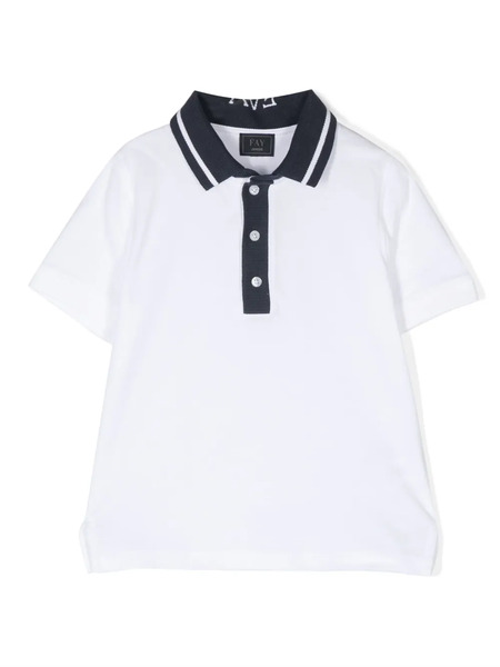  Fay Kids Two-tone Polo Shirt - White 