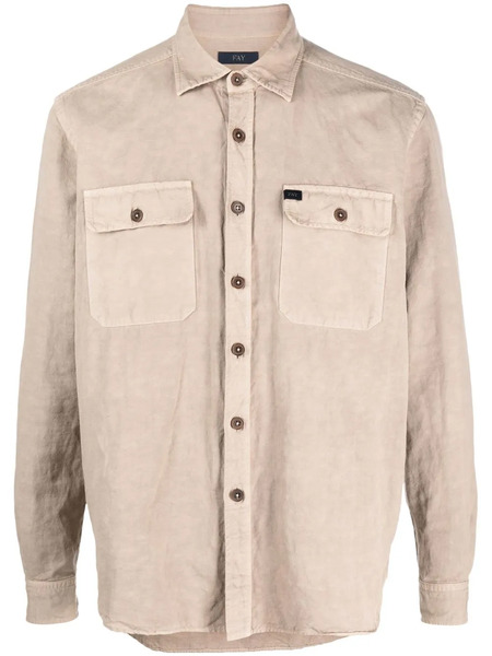  Fay Logo-patch Button-up Shirt - Neutrals 