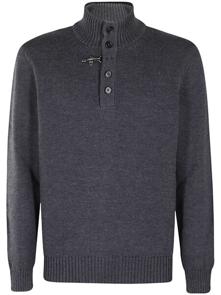  Fay Mock-neck Wool Jumper - Grey 