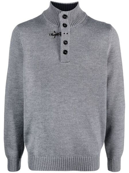  Fay Mock-neck Wool Sweater - Grey 
