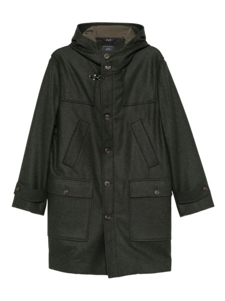  Fay Patch-pocket Single-breasted Coat - Green 