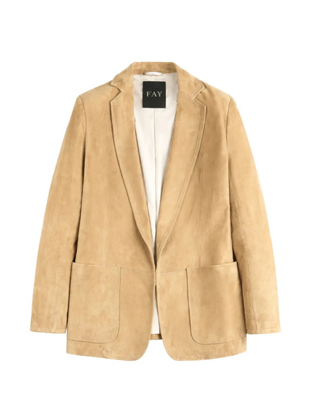  Fay Pocket Leather Blazer - Neutrals 
