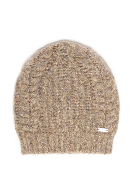  Fay Ribbed Logo-plaque Beanie Hat - Neutrals 
