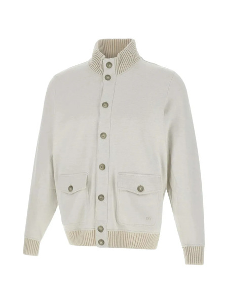  Fay Ribbed Trim Flap Pockets Jacket - Neutrals 