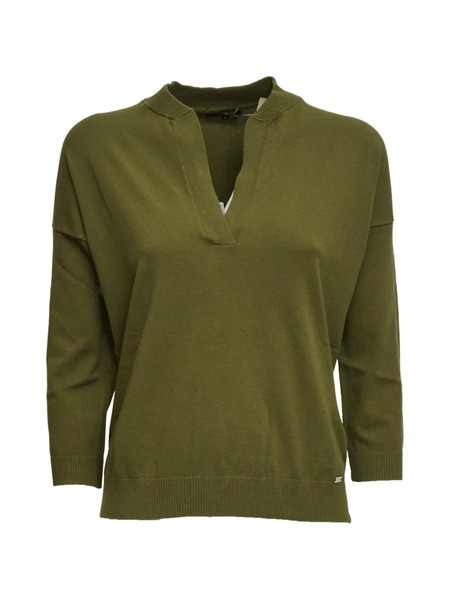  Fay Ribbed V-neck Sweater - Green 