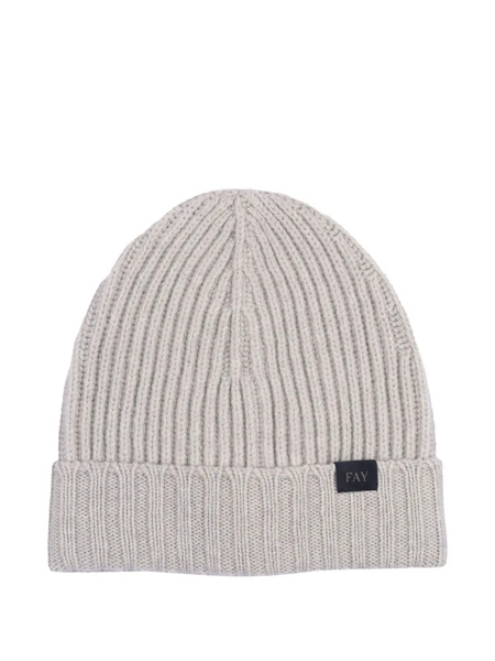  Fay Ribbed Wool Beanie - Grey 