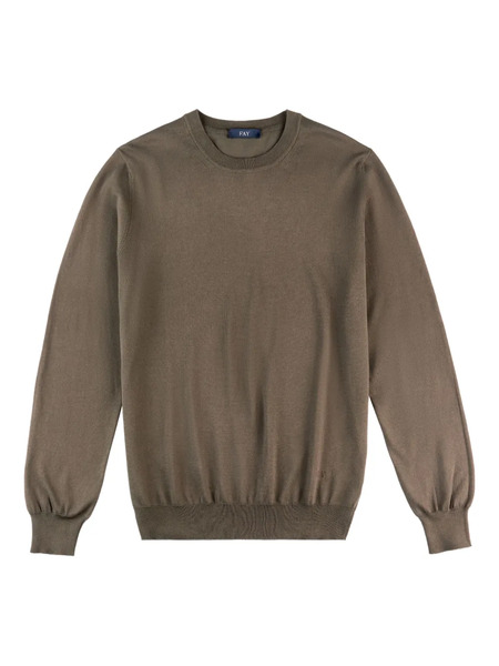 Fay Round-neck Cotton Sweater - Brown 