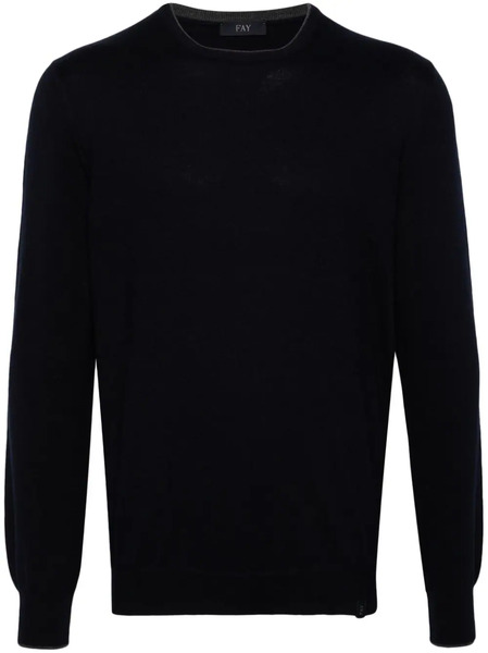  Fay Round-neck Virgin Wool Sweater - Blue 